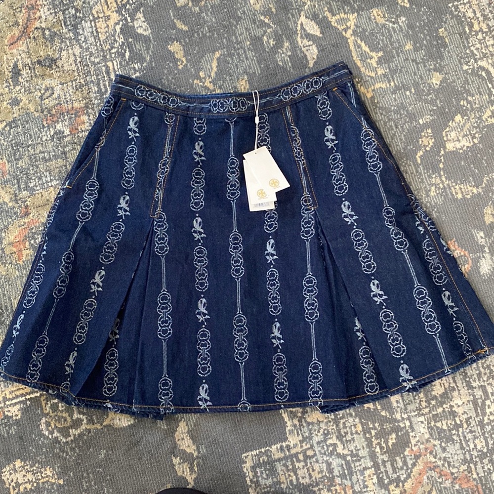 Tory Burch Gemini Jacquard Denim mini skirt